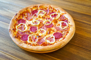 Pizza on a restaurant table