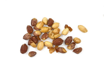 Salted peanuts isolated on white background.