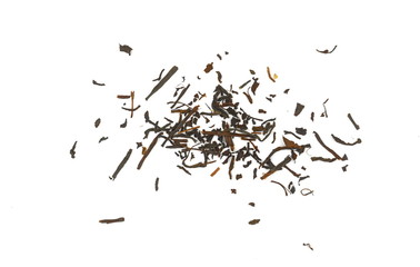 Dry black tea isolated on white background