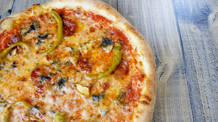 Pizza on a restaurant table