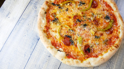 Pizza on a restaurant table
