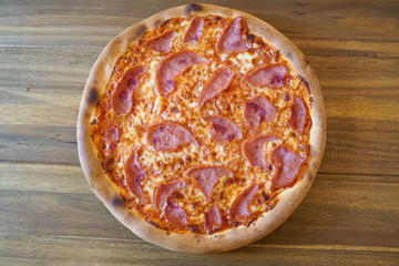Pizza on a restaurant table