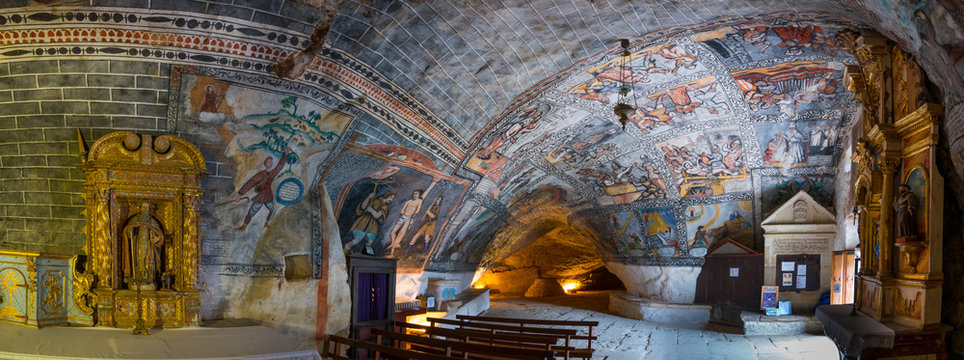 Ermita San Bernabe, Ojo Guare&ntilde;a Natural Monument, Merindad de Sotoscueva, Burgos, Castillo y Leon, Spain, Europe