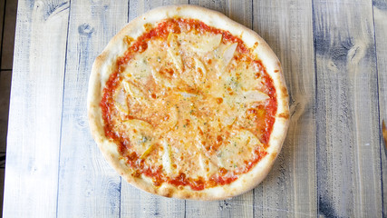 Pizza on a restaurant table