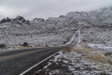 The Spring Canyon road in winter in New Mexico.