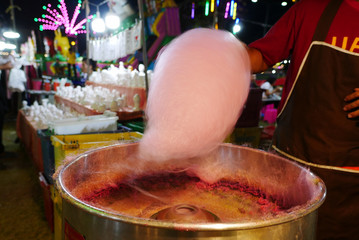 Cotton candy is sold in markets in Asia. Is a popular dessert in Asia
