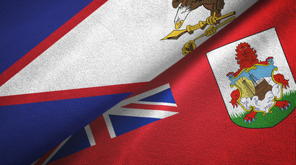 American Samoa and Bermuda two flags textile cloth, fabric texture