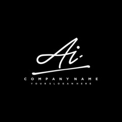 AI initials signature logo. Handwriting logo vector templates. Hand drawn Calligraphy lettering Vector illustration.