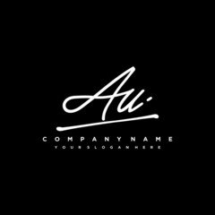 AU initials signature logo. Handwriting logo vector templates. Hand drawn Calligraphy lettering Vector illustration.