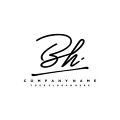 BH initials signature logo. Handwriting logo vector templates. Hand drawn Calligraphy lettering Vector illustration.