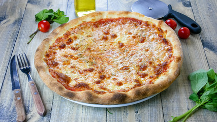Pizza on a restaurant table