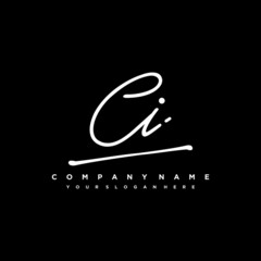 CI initials signature logo. Handwriting logo vector templates. Hand drawn Calligraphy lettering Vector illustration.