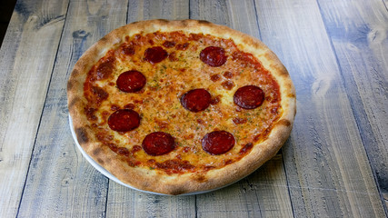 Pizza on a restaurant table