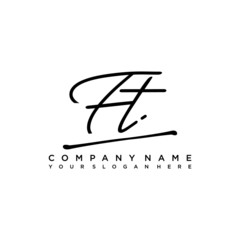 FT initials signature logo. Handwriting logo vector templates. Hand drawn Calligraphy lettering Vector illustration.