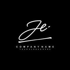 JE initials signature logo. Handwriting logo vector templates. Hand drawn Calligraphy lettering Vector illustration.