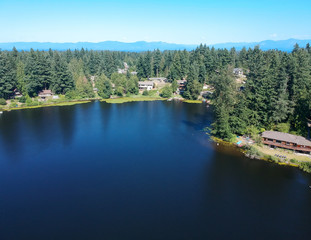 Fototapeta premium Tranquil Lake Bonney on a warm sunny day in Bonney Lake Washington State