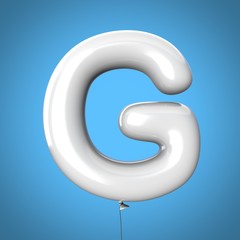 Letter G made of White Balloons. Alphabet concept. 3d rendering isolated on Blue Background