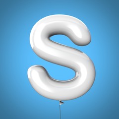 Letter S made of White Balloons. Alphabet concept. 3d rendering isolated on Blue Background