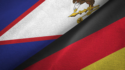 American Samoa and Germany two flags textile cloth, fabric texture