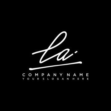 LA initials signature logo. Handwriting logo vector templates. Hand drawn Calligraphy lettering Vector illustration.