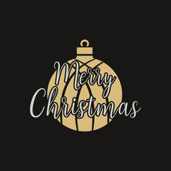 Merry Christmas season graphic print, t shirt design for xmas party, cricut. Holiday decor with ornaments, ball and xmas text - Merry Christmas. Stock vector emblem