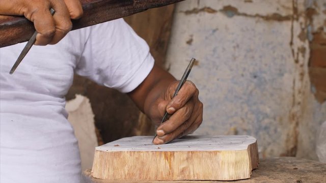 Block Printing - A craftsman carving design to make a wooden stamp . 