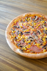 Pizza on a restaurant table