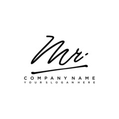 Obraz premium MR initials signature logo. Handwriting logo vector templates. Hand drawn Calligraphy lettering Vector illustration.