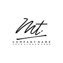 Fototapeta premium MT initials signature logo. Handwriting logo vector templates. Hand drawn Calligraphy lettering Vector illustration.