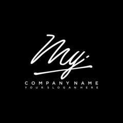 MY initials signature logo. Handwriting logo vector templates. Hand drawn Calligraphy lettering Vector illustration.