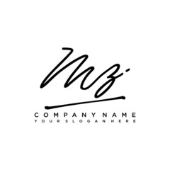 Obraz premium MZ initials signature logo. Handwriting logo vector templates. Hand drawn Calligraphy lettering Vector illustration.