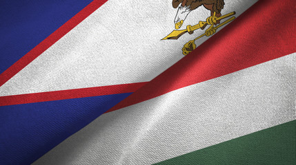 American Samoa and Hungary two flags textile cloth, fabric texture