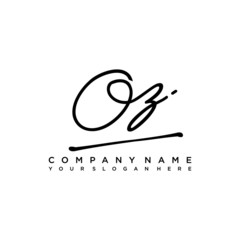 OZ initials signature logo. Handwriting logo vector templates. Hand drawn Calligraphy lettering Vector illustration.