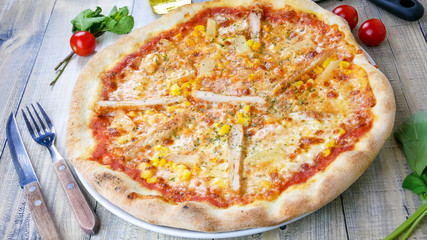 Pizza on a restaurant table