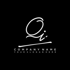 QI initials signature logo. Handwriting logo vector templates. Hand drawn Calligraphy lettering Vector illustration.