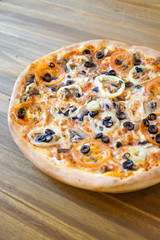 Pizza on a restaurant table
