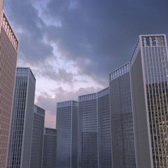 Fototapeta na wymiar group of skyscrapers with cloudy sky