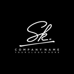 SK initials signature logo. Handwriting logo vector templates. Hand drawn Calligraphy lettering Vector illustration.