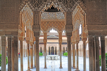  MARCH 17,2019 . Moorish architecture of the Court of the Lions, the Alhambra, Granada, Andalucia...