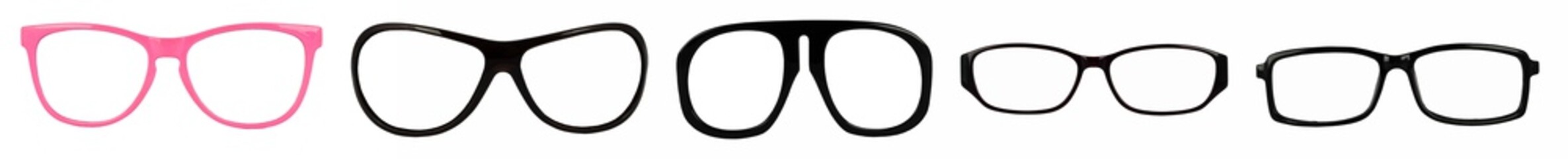 Set of isolated eyeglass frames for fitting on the head