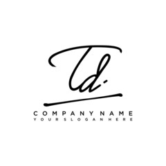 TD initials signature logo. Handwriting logo vector templates. Hand drawn Calligraphy lettering Vector illustration.