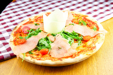 Pizza on a restaurant table