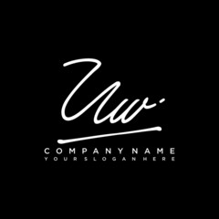 UW initials signature logo. Handwriting logo vector templates. Hand drawn Calligraphy lettering Vector illustration.