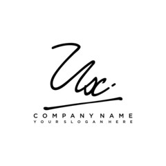UX initials signature logo. Handwriting logo vector templates. Hand drawn Calligraphy lettering Vector illustration.