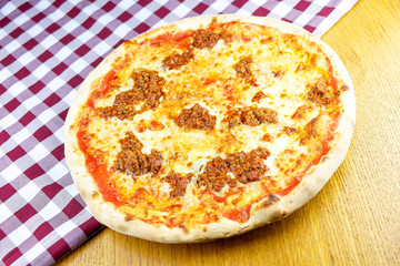 Pizza on a restaurant table