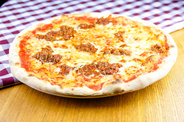 Pizza on a restaurant table