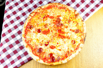 Pizza on a restaurant table