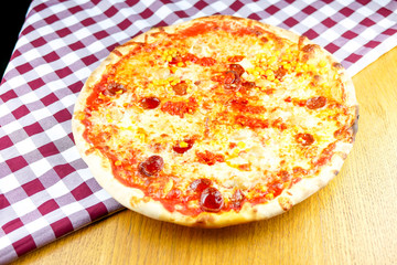 Pizza on a restaurant table