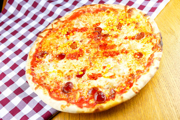 Pizza on a restaurant table