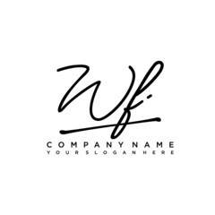 WF initials signature logo. Handwriting logo vector templates. Hand drawn Calligraphy lettering Vector illustration.